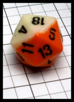 Dice : Dice - 20D - Chessex Half and Half Orange and Creme with Black Numerals - POD Aug 2015